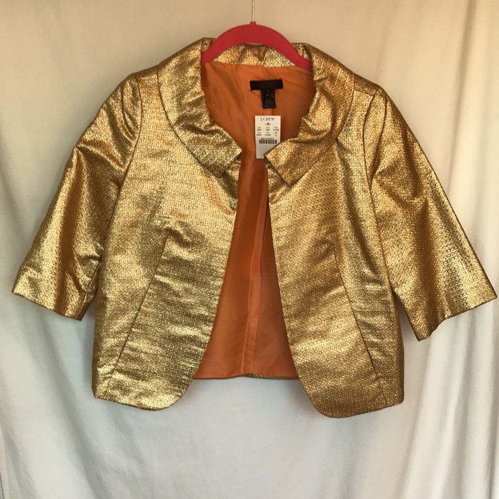 NWT - J Crew Textured Gold 3/4 Sleeve Jacket (BUY 3 GET 1 FREE!)*